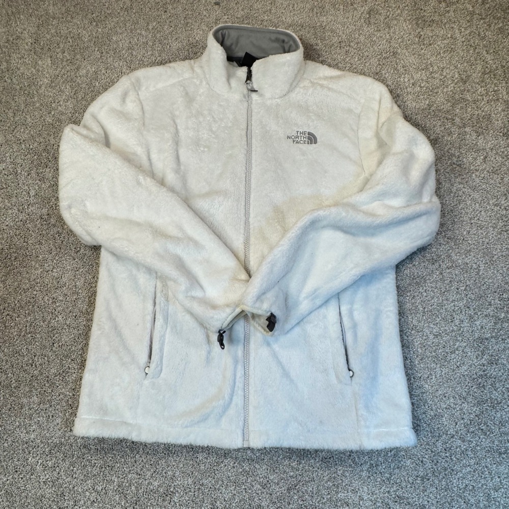 The North Face Womens Osito Full Zip Fleece Jacket White Large L Raschel Soft